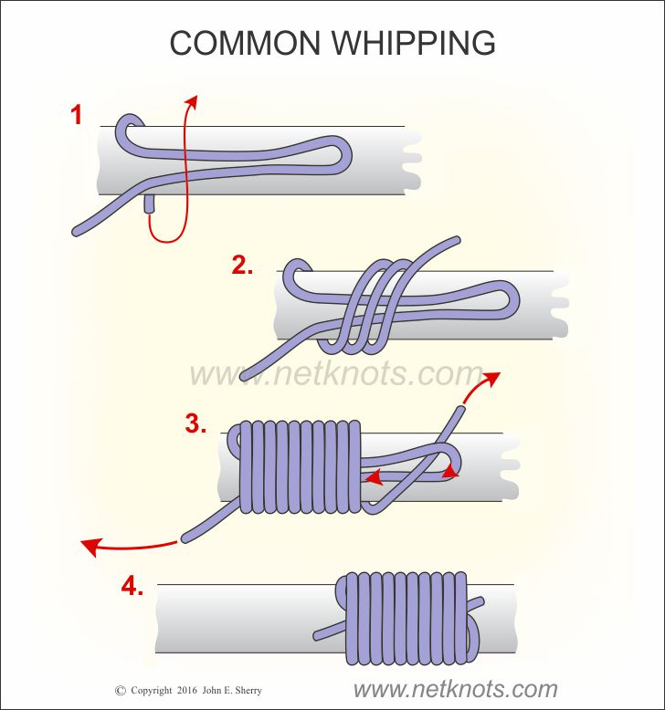 Common Whipping  How to tie a Common Whipping Knot animated and  illustrated.