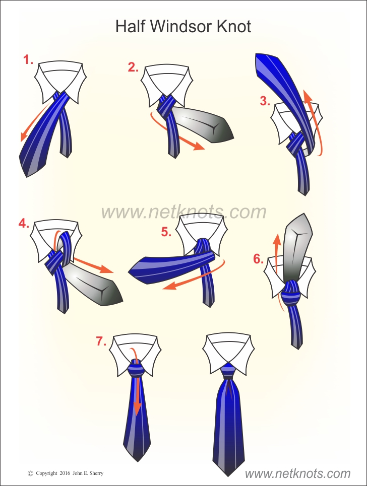 Half Windsor Knot animated, illustrated and described | Netknots