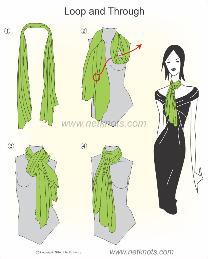 Loop and Through Scarf Knot illustrated and explained