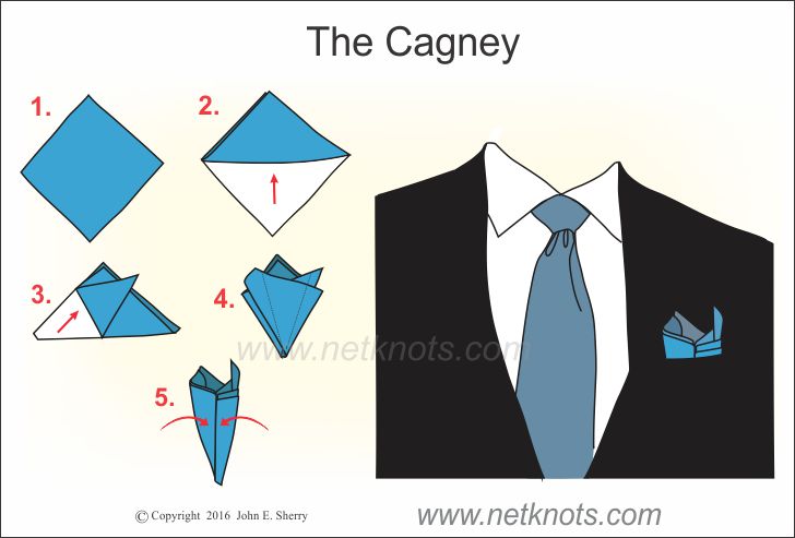 The Cagney pocket square illustrated and explained | Netknots
