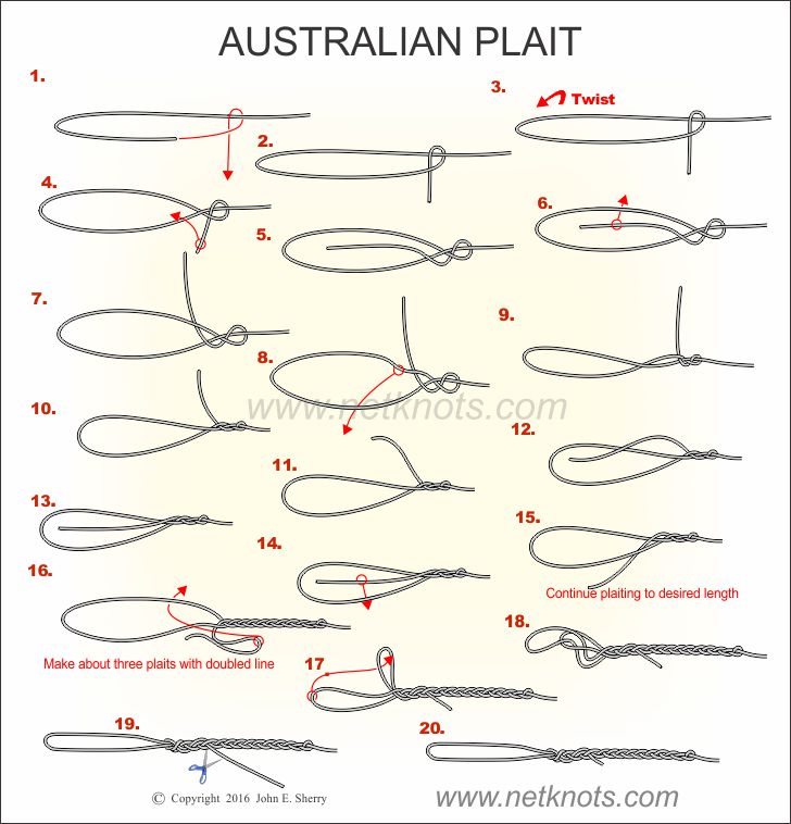 How to tie the Australian Plait, Animated, Illustrated and